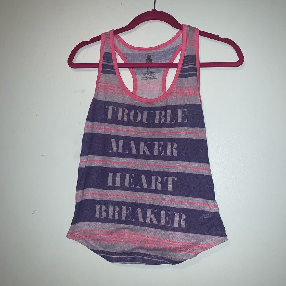 Trouble Maker Heart Breaker Stripped Tank Top